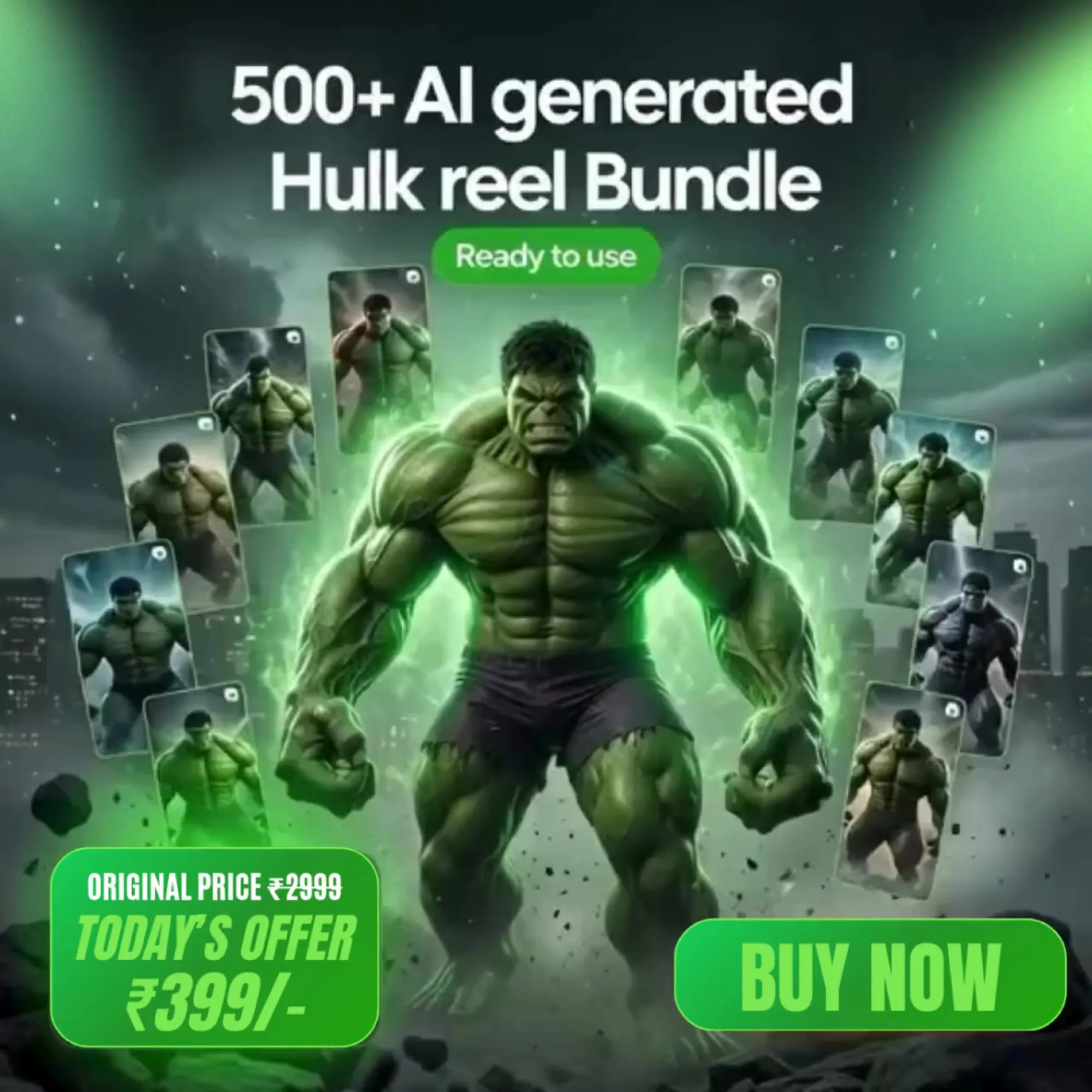 Hulk Ai Reels Bundle, Best 500+ Ai Hulk Reels